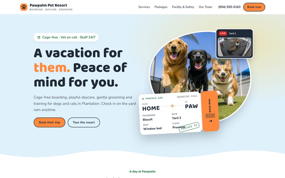 Pawpalm Pet Resort website design
