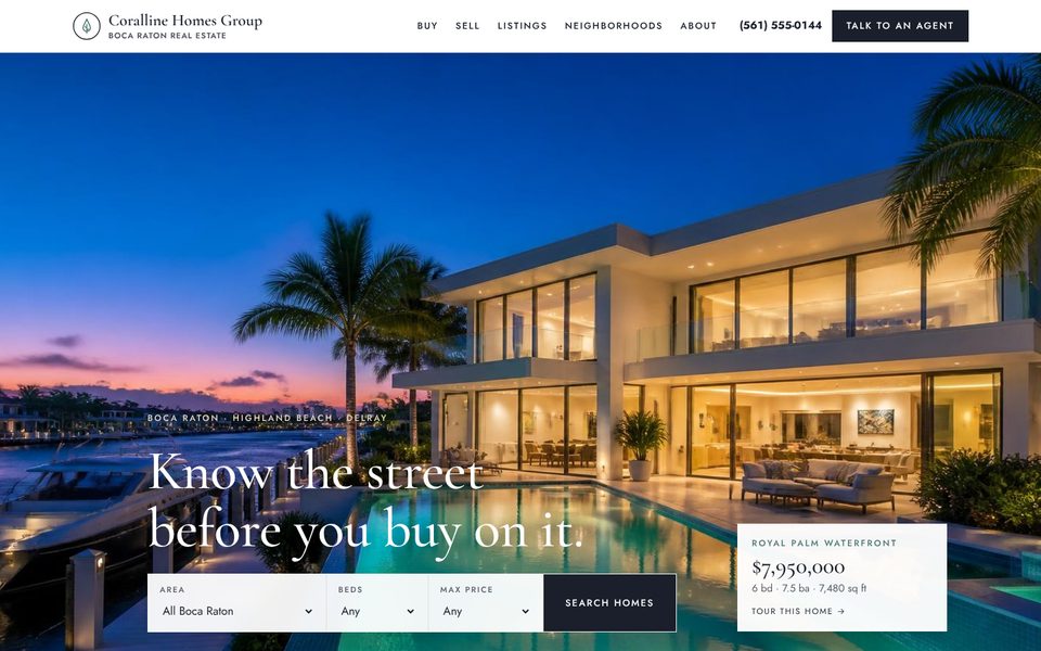 Coralline Homes Group website design