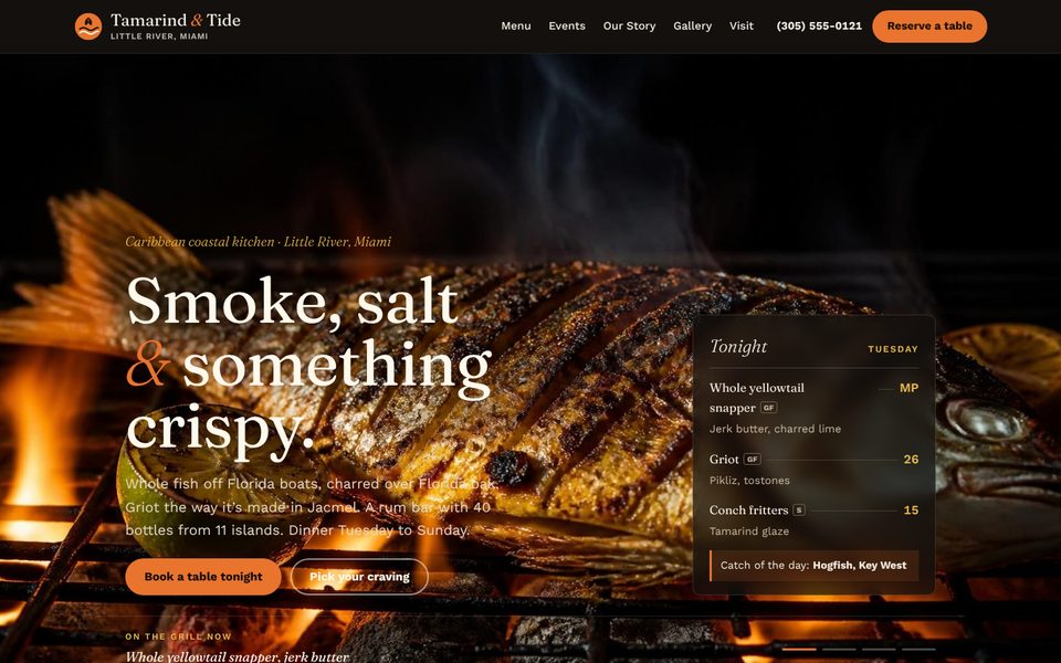 Tamarind & Tide website design