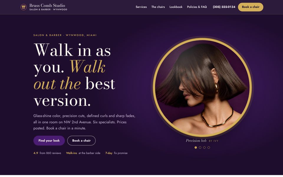 Brass Comb Studio website design